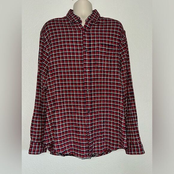 Relwen Shirt Mens 2X Red Plaid Flannel Thick Button Up Outdoors NWT - Picture 1 of 5